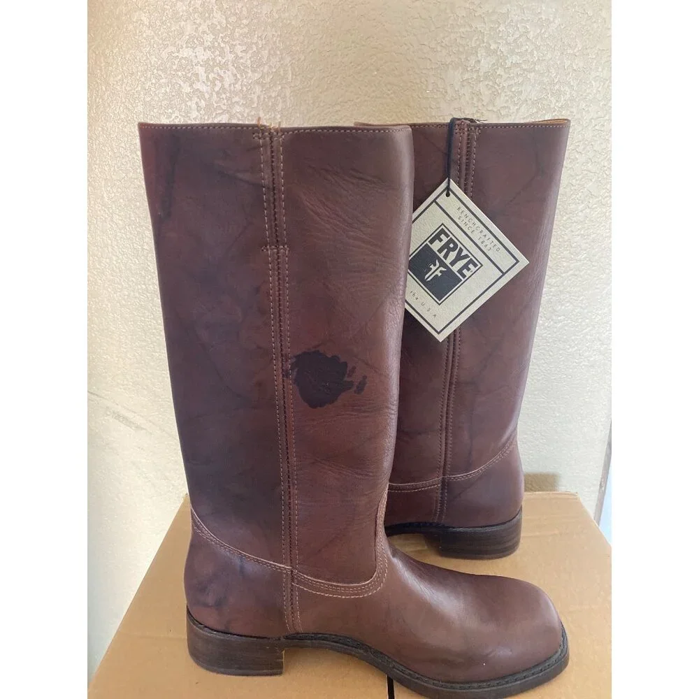 Frye 14L Brown Leather Campus Boots Men's 11 #87290 White Label NWOB Vtg 1980s - Picture 5 of 15